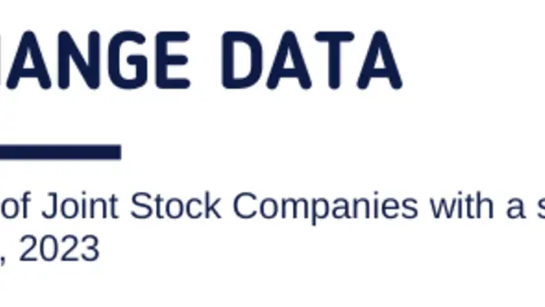 Exchange data. Overview of Stock Companies with a state share on June 1, 2022