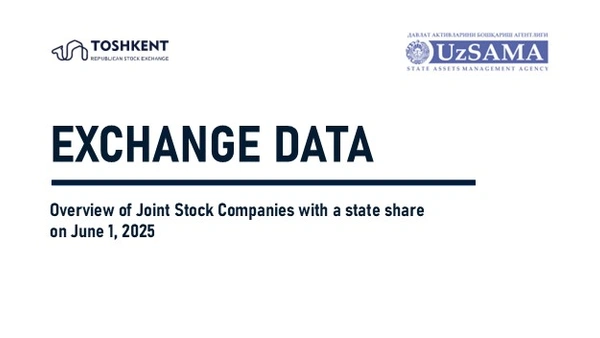 Exchange data. Overview of Stock Companies with a state share on June 1, 2025 